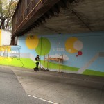 wall mural under a bridge